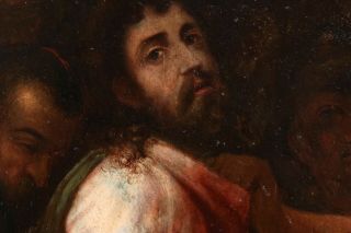 MICHIEL COXIE (1499 - 1592) RARE FLEMISH OIL ON COPPER PANEL - ARREST OF CHRIST 9