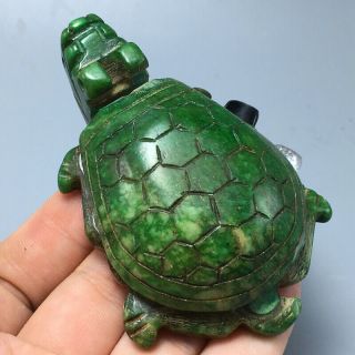 97g Chinese Old Natural Green Jade Hand - Carved Statue Tortoise Auspicious 31