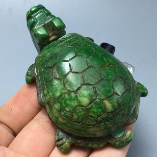 97g Chinese old natural green jade Hand - Carved statue tortoise auspicious 31 3