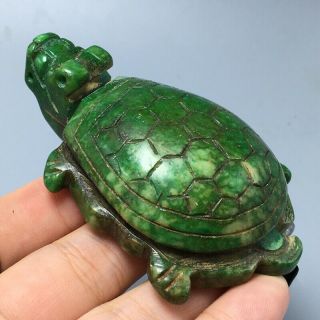 97g Chinese old natural green jade Hand - Carved statue tortoise auspicious 31 5