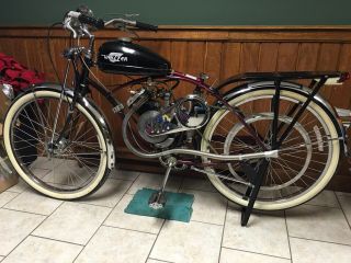 Dark Red 26” Vintage Whizzer Motorised Bike With Cover