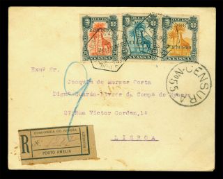 Nyassa Company 1918.  12.  31 Rare Censored & Reg.  Cover W/ Two Inverted Surcharges