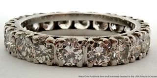 Vintage 4tcw Ultra White Bright Platinum Massive Diamond Eternity Ring