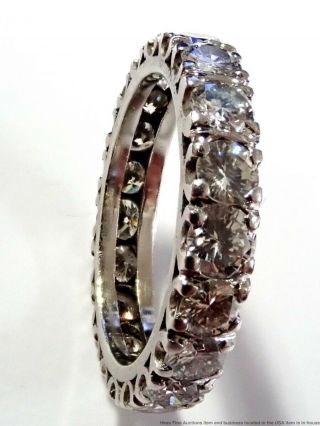 Vintage 4tcw Ultra White Bright Platinum Massive Diamond Eternity Ring 4