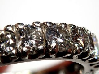 Vintage 4tcw Ultra White Bright Platinum Massive Diamond Eternity Ring 6