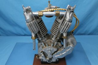 Very Rare Indian Motorcycle Little Indian 1/2 Scale V Twin Engine Tom Sieber
