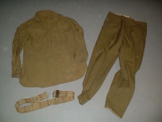 Ww2 Us Uniform Wool Shirt And Trousers With Belt