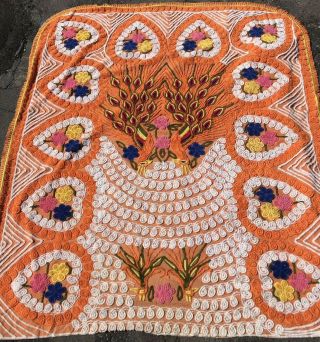 Vintage Double Peacock Chenille Bedspread Size 105 " X 104 "