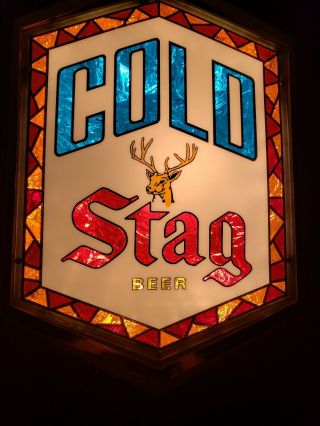 Vintage Scarce Big Breweriana Sign: Large Bright Stag Beer Lighted Sign -