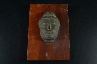 S736: Japanese Copper Buddhist Statue - Shaped Mask Ornaments Display Buddhist Art