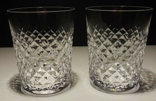 2 Vintage Waterford Crystal Alana Double Old Fashioned Tumbler Glasses 4 3/8 "