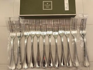 Set Of 12 Christofle Malmaison Silver Plate Forks 7 3/8 Inches