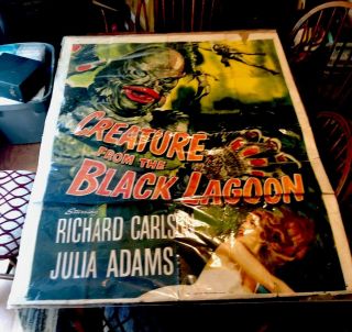 CREATURE FROM THE BLACK LAGOON CARLSON ADAMS - LARGE MOVIE POSTER Rare 2
