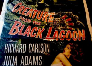 CREATURE FROM THE BLACK LAGOON CARLSON ADAMS - LARGE MOVIE POSTER Rare 4
