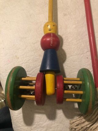 Vintage Playskool Wooden Bells Popper Push Toy for Toddler And Mop. 2