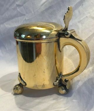 Tiffany Co Denmark Solid Sterling Silver Tankard Footed Lidded Gold Tone