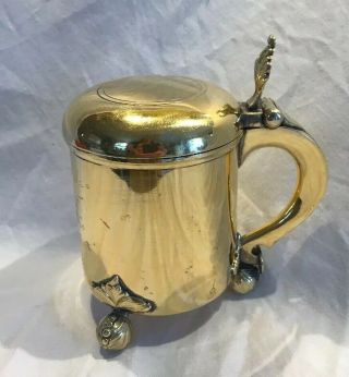 TIFFANY Co Denmark Solid Sterling Silver Tankard Footed Lidded Gold Tone 2