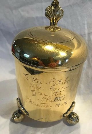 TIFFANY Co Denmark Solid Sterling Silver Tankard Footed Lidded Gold Tone 3