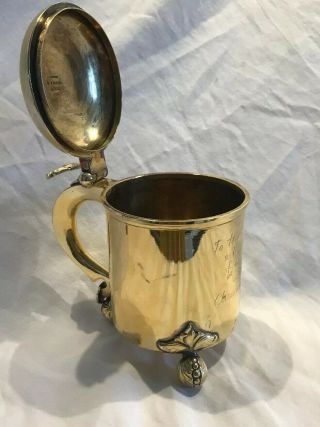 TIFFANY Co Denmark Solid Sterling Silver Tankard Footed Lidded Gold Tone 4