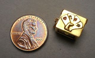 Vintage 14k Y Gold Charm - Miniature Deck Of Playing Cards Inside Hinged Box
