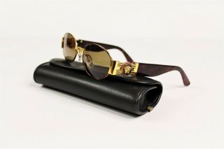 Vintage Gianni Versace Mod S71 Sunglasses Medusa Tortoise Round Frames W/ Case