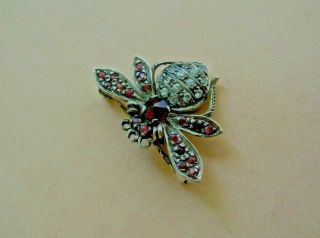 imper.  Russian Faberge design 84 Silver Fly brooch with Ruby stones & Crystas 2