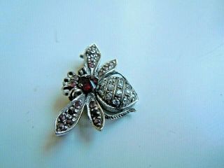 imper.  Russian Faberge design 84 Silver Fly brooch with Ruby stones & Crystas 3