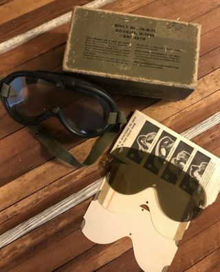 Vintage Wwii U.  S.  Army M - 1944 Polaroid Flying Goggle Aaf Type B - 8 With Lenses