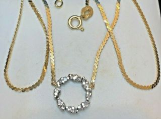 Vintage Estate 18k Gold Diamond Pendant Necklace Lavaliere Made Italy Balestra