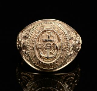 United States Navy USN 10k USA Yellow Gold Vintage Mens Ring US Size: 10 1/4 3