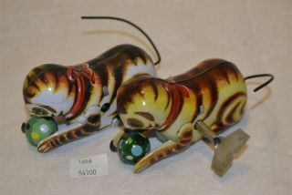 Thriftchi Tin Litho German Wind Up Cat W Ball Toys (2) 1 Key