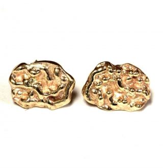 14k Yellow Gold Nugget Earrings 3.  7g Ladies Estate Vintage Antique