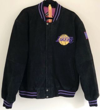 Nba Los Angeles Lakers Mens Leather Jacket Xl Suede Vtg 80s One Of A Kind Euc