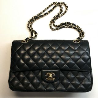 Authentic Chanel Vintage Classic Double Flap Handbag Quilted Lambskin Medium 2