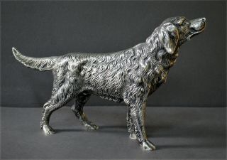 Large Realistic Marked Spanish Solid Silver Dog Figurine Setter