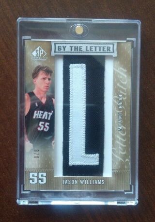 Sp Game 2007 - 08 By The Letter Jason Williams Letterman Patch L 8/8 Rare 1/1