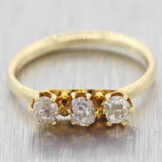 1880s Antique Victorian 14k Yellow Gold.  45ctw Old Mine Cut Diamond Band Ring D8