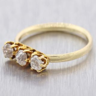 1880s Antique Victorian 14k Yellow Gold.  45ctw Old Mine Cut Diamond Band Ring D8 2