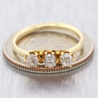 1880s Antique Victorian 14k Yellow Gold.  45ctw Old Mine Cut Diamond Band Ring D8 5