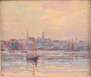 Antique OSCAR ANDERSON Gloucester Harbor Impressionist Oil Paintings,  Cape Ann 4