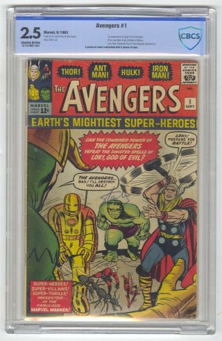 Avengers 1 Cbcs 2.  5 Vintage Marvel Comic Key 1st App Of Team Silver Age 12c