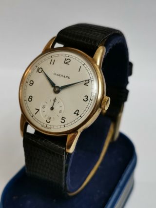Vintage Garrard Quality 9ct Gold Gentlemens Wrist Watch Dial