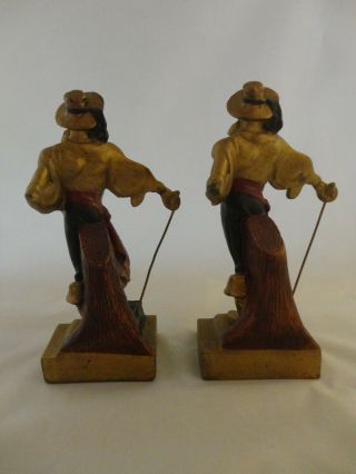 Vintage Pair 1920 ' s ARMOR BRONZE CO.  Swashbuckler Pirate Bookends (330) 3