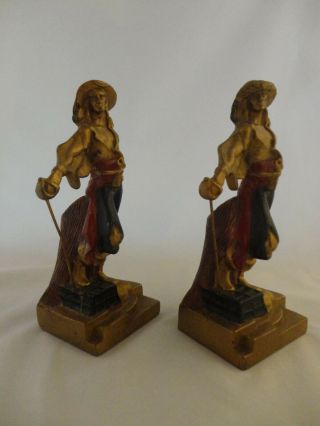 Vintage Pair 1920 ' s ARMOR BRONZE CO.  Swashbuckler Pirate Bookends (330) 5