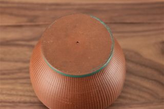 Antique Redware Pottery Jar Raised Design Green Enamel Prattware Neoclassical 8