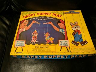 1959 Saalfield Prestige Toys Happy Puppet Play Cardboard Punch Out Puppets