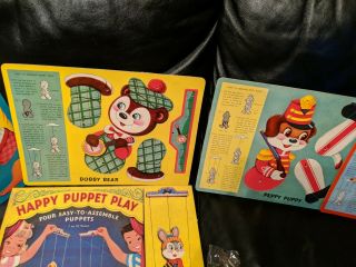 1959 Saalfield Prestige Toys Happy Puppet Play Cardboard Punch Out Puppets 4
