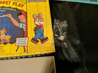 1959 Saalfield Prestige Toys Happy Puppet Play Cardboard Punch Out Puppets 6