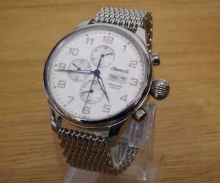 Mens Vintage Style Ingersoll Apache Automatic Steel Mesh Milanese Day Date Watch
