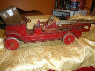 Vintage Antique Buddy L Pressed Steel Fire Truck